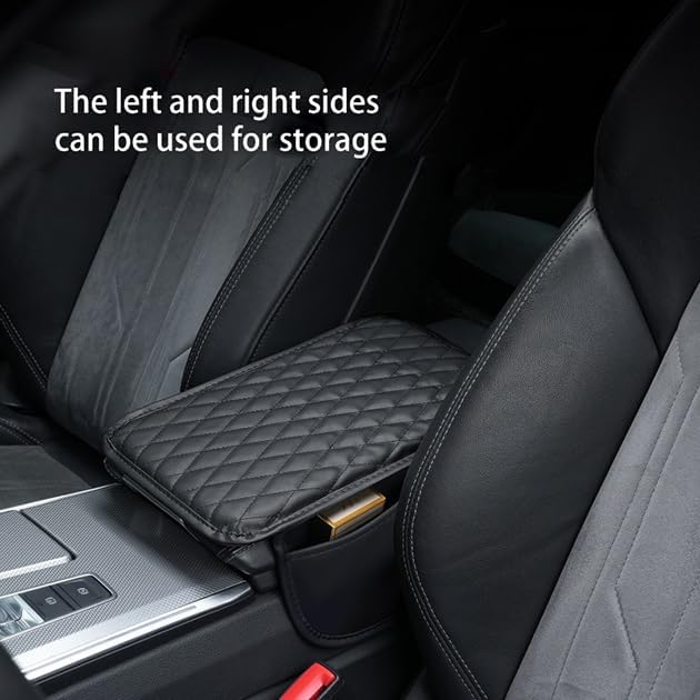 Car Armrest Cover for Toyota Cressida 1977–1992, Center Console Pad, Leather Armrest Box Protector, Waterproof Anti-Scratch Console Lid Cushion,Comfort Interior Accessories,A-Black