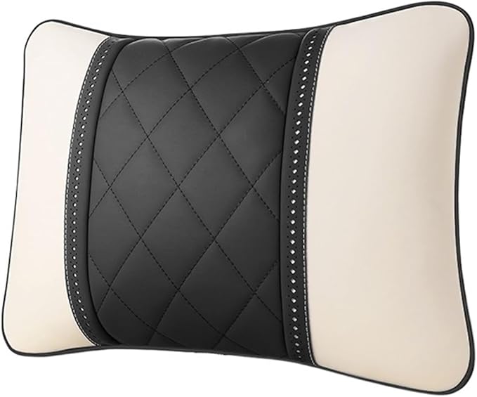 Luxury NAPPA Headrest Compatible For Mercedes Maybach S-Class Leather Lumbar Pillows Car Neck Travel Seat Cushion Support Car Accessories(Carbon Fiber)