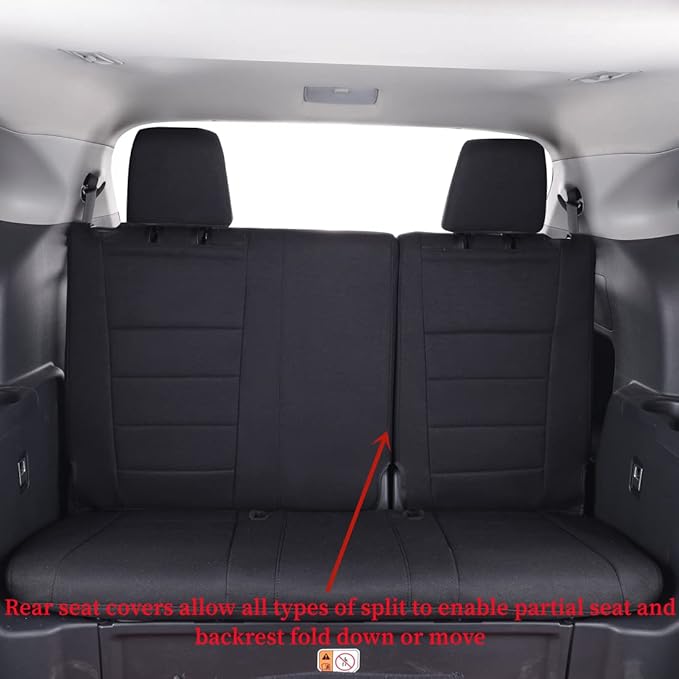coverdream Custom Seat Covers Compatible with Select Toyota Highlander 2014 2015 2016 2017 2018 2019,Three Row,Second Row 40/60 Split (Black,Full Set)