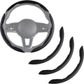 Nappa Leather Car Steering Wheel Cover for Men Women, Ultra-Thin Non-Slip Breathable Microfibre, Universal for 14.5"-15" Steering Wheel - Black
