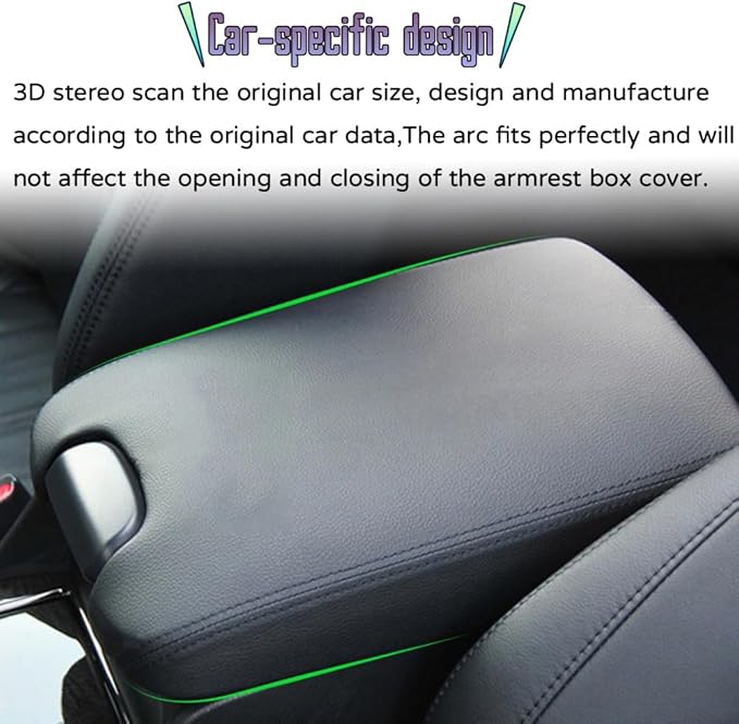 Custom Interior Accessories for Honda Accord 2008 2009 2010 2011 2012 PU Leather Center Console Armrest Box Cover Armrest Cushion Central Armrest Protector Pad(Black with Red Stitching)