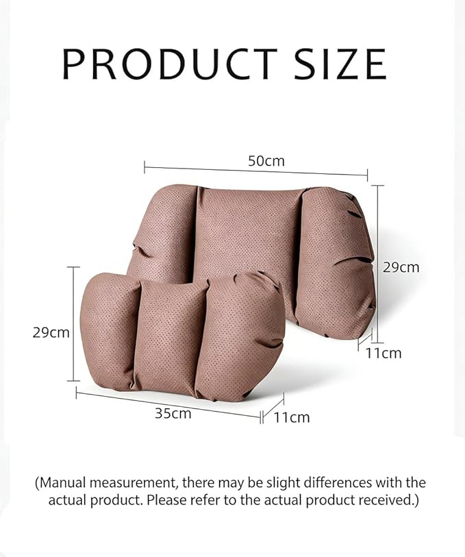 Car Neck Pillow & Lumbar Support for Lincoln Aviator 2020-2024 Ergonomic Breathable Mesh Auto Seat Back Cushion Headrest,Brown-Neck Pillow
