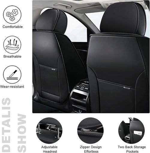 AREKA 2 Seat Covers for Honda Accord 2003-2026 Breathable Car Seat Covers,Anti-Slip Waterproof Car Seat Protectors with Airbag,Automotive Vehicle Cushion with Storage Pockets (Standard,Black)