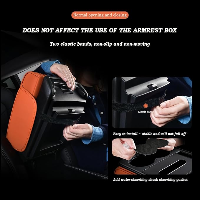Car Center Console Cover for Acura MDX 2014-2025, Armrest Storage Box, Multifunctional Center Console Cover Organizer, Leather Armrest Protector Pad for SUV,B Black Red