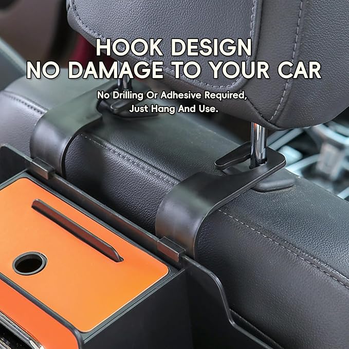 Geshus Backseat Organizers Hanging Storage, Car Seat Back Organizer With Tissue Holder, For Hold Phone,Drinks,Handbag,Compatible With Most Vehicles (Brown)