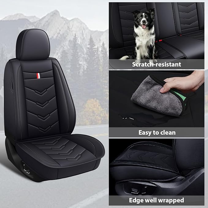 MVRVMV 8 Seat Covers for Honda Pilot 2010-2026, Waterproof Anti-Slip Car Seat Cover Compatible with Airbags (8 Seat Standard, Black)