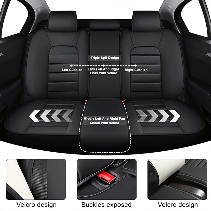AREKA 5 Seat Covers for Honda Accord 2003-2026 Breathable Car Seat Covers,Anti-Slip Waterproof Car Seat Protectors with Airbag,Automotive Vehicle Cushion with Storage Pockets (Standard,Black)