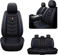 MVRVMV Seat Covers for Ford Expedition 2007-2026, Waterproof Leather Auto Seat Cover (5 Seat Standard,Black-Blue)