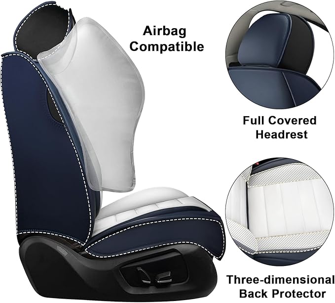 AREKA 5 Seat Covers for Honda Civic 2002-2026 Breathable Car Seat Covers,Anti-Slip Waterproof Car Seat Protectors with Airbag,Automotive Vehicle Cushion with Storage Pockets (Standard,Blue)