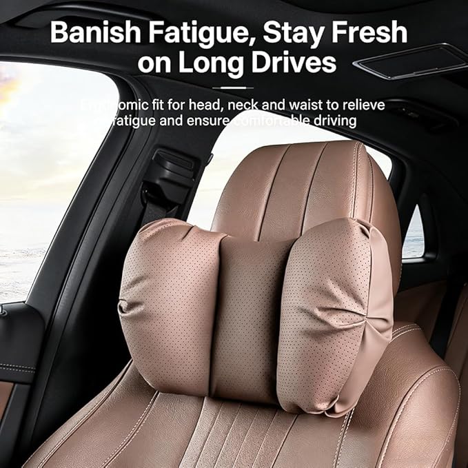 Car Neck Pillow & Lumbar Support for Lincoln Aviator 2020-2024 Ergonomic Breathable Mesh Auto Seat Back Cushion Headrest,Black-Neck Pillow