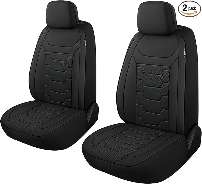 CAROMOP Breathable Car Seat Cover 2 Front Seats, 3D Air Mesh Cloth Seat Covers for Cars, Universal Fit Automotive Car Interior Covers for SUV Vans Sedans Trucks(Black)