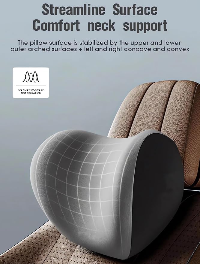 Car Headrest & Lumbar Support Cushion 2025 Upgrade Comfort Memory Foam Car Backrest and Neck Pillow Ergonomic Car Headrest & Lumbar Support for Driving Car Support Cushion for Office Chair Car (Pink)