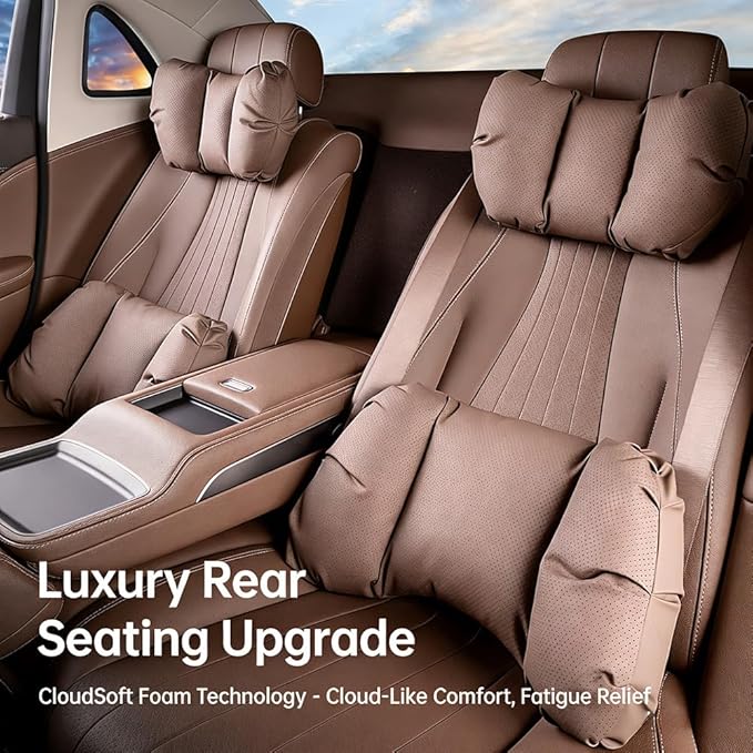 Car Neck Pillow & Lumbar Support for Lincoln Aviator 2020-2024 Ergonomic Breathable Mesh Auto Seat Back Cushion Headrest,Black-Neck Pillow