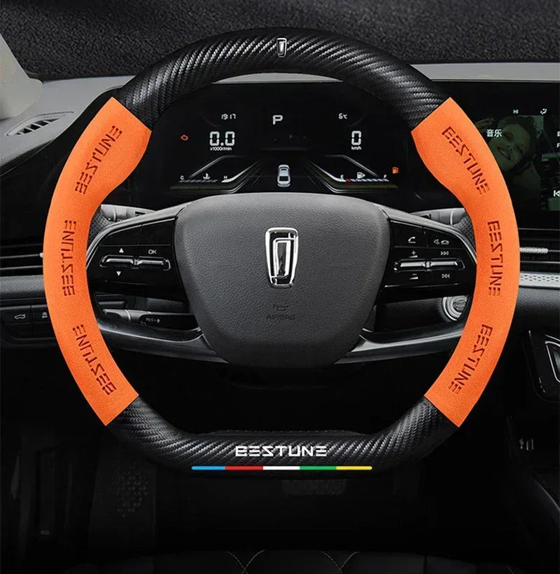 FAW Besturn Carbon Fiber Suede Steering Wheel Cover